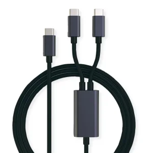 ROLINE USB Typ C Split-Ladekabel, C - 2x C, ST/ST, max. 100W, schwarz, 1,85 m