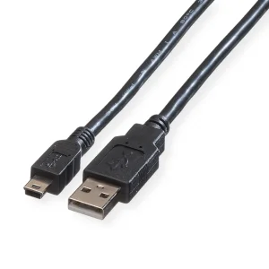 ROLINE USB 2.0 Kabel, Typ A - 5-Pin Mini, schwarz, 1,8 m