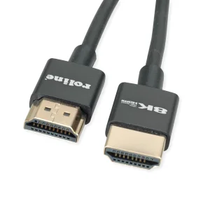 ROLINE 8K HDMI Ultra HD Kabel mit Ethernet, Slim, ST/ST, schwarz, 2 m