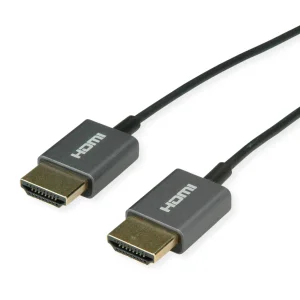 ROLINE 8K HDMI Ultra HD Kabel mit Ethernet, ST/ST, ultra-slim, koaxial, schwarz, 1,5 m