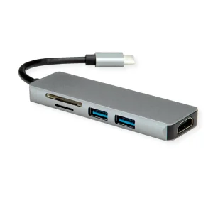 ROLINE Dockingstation USB Typ C, 4K HDMI, 2x USB3.2 Gen1 (Typ A), SD/MicroSD