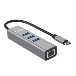ROLINE USB Typ C zu Gigabit Ethernet Konverter + Hub 3x