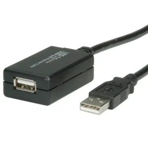 VALUE USB 2.0 Verlängerung, aktiv, mit Repeater, schwarz, 12 m