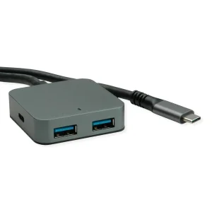 VALUE USB 3.2 Gen 2 Hub, 4 Ports (2x USB-A + 2x USB-C), mit Verlängerungskabel, 3 m