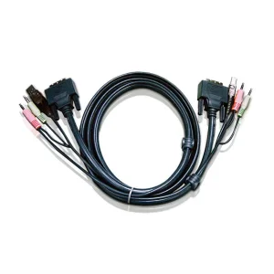 ATEN 2L-7D02UI KVM Kabel DVI-I (Single Link), USB, Audio, schwarz, 1,8 m