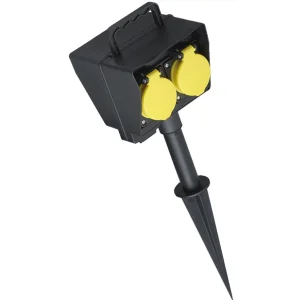 BACHMANN Gartensteckdose mit Erdspieß , 2x CEE 7/3, IP4, Outdoor