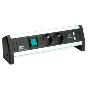 BACHMANN DESK 1x Schalter 2x CEE7/3 USB Doppelcharger, GST18, CEE7/7