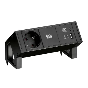 BACHMANN DESK2 1x Schutzkontakt 1x USB-Charger A/C, schwarz