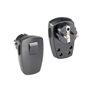 BACHMANN Schutzkontaktstecker, schwarz flach Wippschalter 2-p