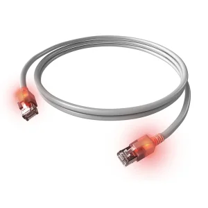 EasyLan DualBoot LED Patchkabel RJ45 S/FTP Cat.6A (Class EA), mit saCon Stecker, LSOH, grau, 10 m