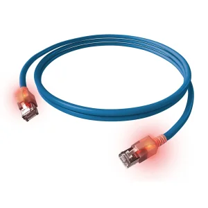EasyLan DualBoot LED Patchkabel RJ45 S/FTP Cat.6A (Class EA), mit saCon Stecker, LSOH, blau, 0,5 m