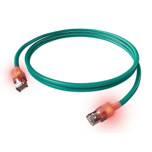 EasyLan DualBoot LED Patchkabel RJ45 S/FTP Cat.6A (Class EA), mit saCon Stecker, LSOH, türkis, 1 m