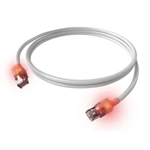 EasyLan DualBoot LED Patchkabel RJ45 S/FTP Cat.6A (Class EA), mit saCon Stecker, LSOH, weiß, 10 m