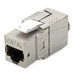 ROLINE Cat.6A (Class EA) Keystone, RJ-45, geschirmt, werkzeuglos, GHMT, silberfarben