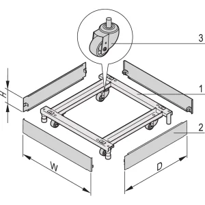 SCHROFF Sockel, fahrbar - SOCKEL FAHRB. 600B 600T 7021