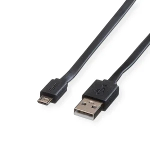 ROLINE USB 2.0 Kabel, USB A ST - Micro USB B ST, schwarz, 1 m