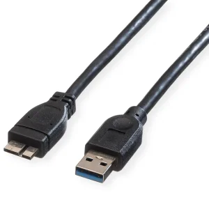 ROLINE USB 3.2 Gen 1 Kabel, A ST - Micro B ST, schwarz, 0,15 m