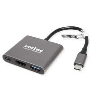 ROLINE Display Adapter USB Typ C - HDMI, USB 3.2 Gen 1 Typ A, Typ C PD