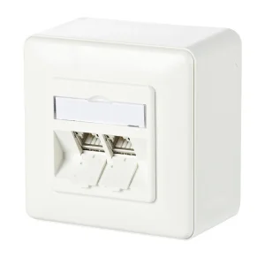 METZ CONNECT C6Amodul 2 Port 180° AP-Dose, reinweiß RAL9010