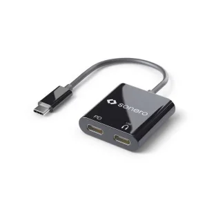 USB-C Stecker auf 2x USB-C Buchse (PD + Audio I/O) Adapter - Schwarz