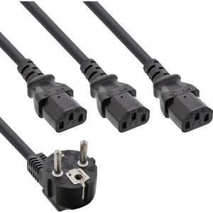 InLine® Netz-Y-Kabel, 1x Schutzkontaktstecker zu 3x Kaltgerätestecker, 1,8m