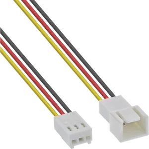 InLine® Lüfterkabel Verlängerung, 3pol Molex Stecker/Buchse, Tachosignal, 0,3m