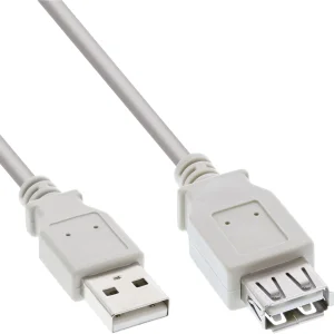 InLine® USB 2.0 Verlängerung, Stecker / Buchse, Typ A, beige/grau, 5m