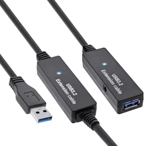 InLine® USB 3.2 Gen.1 Aktiv-Verlängerung, Stecker A an Buchse A, schwarz, 20m
