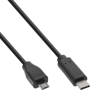 InLine® USB 2.0 Kabel, USB-C Stecker an Micro-B, schwarz, 0,5m