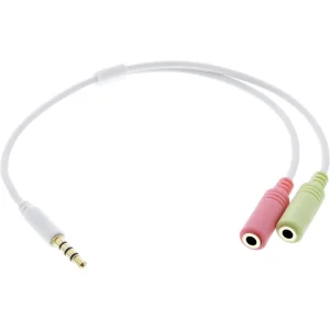 InLine® Headset Adapterkabel, 3,5mm Stecker an 2x3,5mm Buchse, weiß, 0,25m