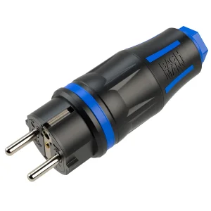 BACHMANN Profi-Schutzkontaktstecker CEE7/7 gummiert schwarz-blau IP54