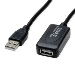 STANDARD USB 2.0 Verlängerung, aktiv, mit Repeater, schwarz, 15 m
