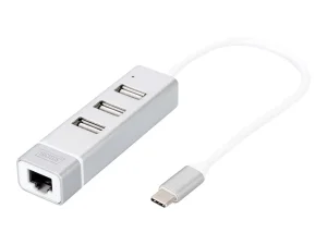 DIGITUS USB 2.0 3-Port Hub Typ C + RJ45