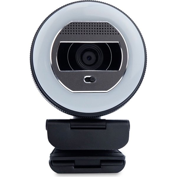 TERRA Webcam Halo Mit Led-Lichtkranz (C1868Pro) Und Privatschieber Full-Hd, Auto Focus, Stereo Mic, Privacy Slider